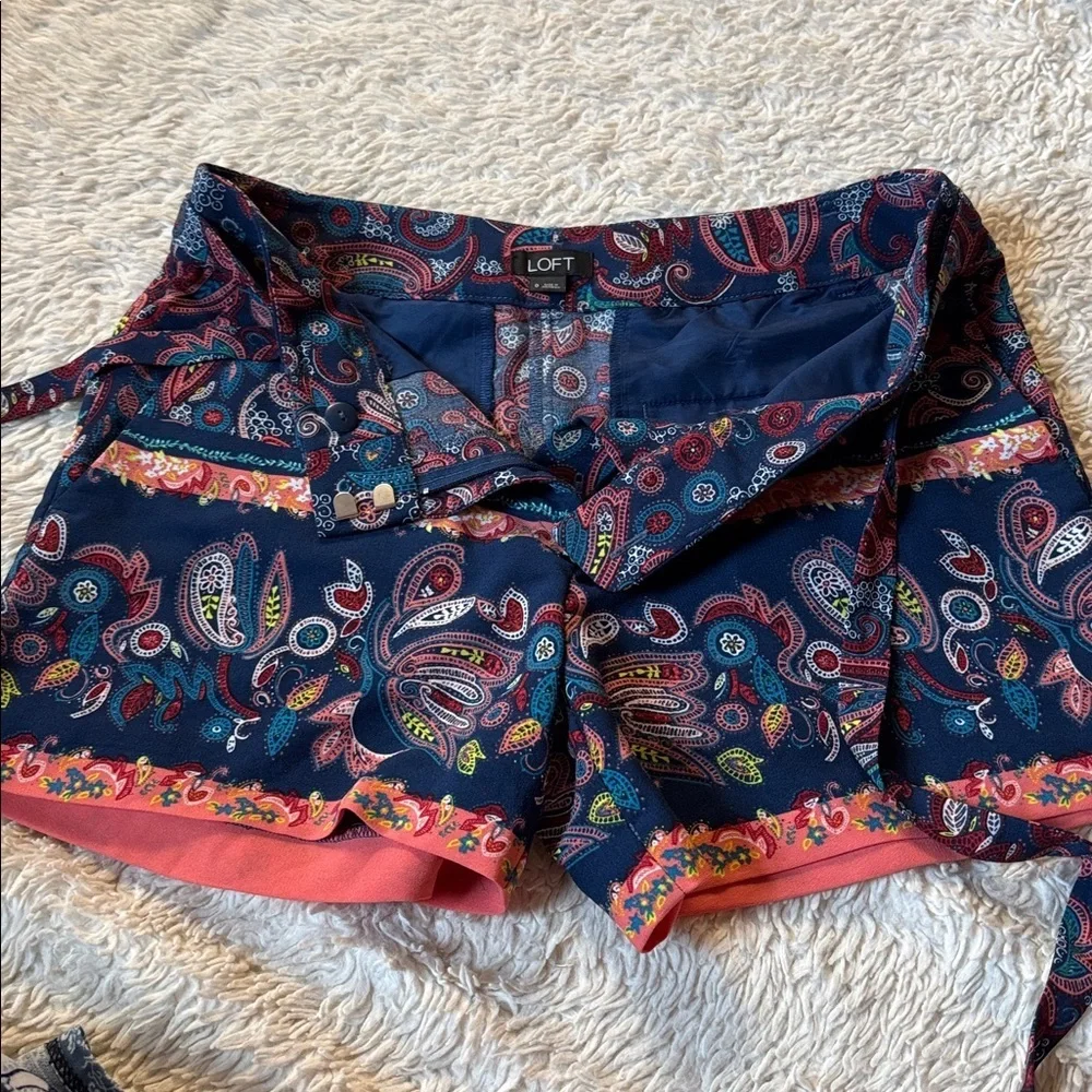 LOFT Shorts Womens Multicolor Paisley Print Boho Colorful Festival size 0